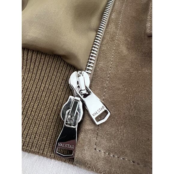 $2,200 MSRP Valstar Flight Jacket Tan Suede Shearling Collar Men Size IT54 NEW - Picture 6 of 13